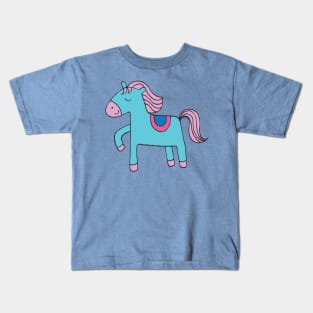 Happy Pony - sky blue and pink by Cecca Designs Kids T-Shirt